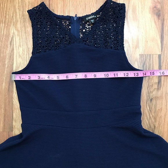 Zunie navy blue fit and flare dress - Picture 6 of 13